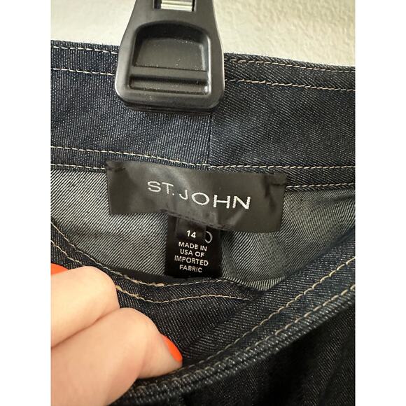 St. John Pants Women's Jeans 14 Denim Chambray Straight Leg Dark Wash - Picture 4 of 7